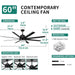 60 in. Ceiling Fan with Light and Remote, Modern Quiet Ceiling Fans for Bedroom Living Room, Outdoor Fan for Patio-6-ErisView