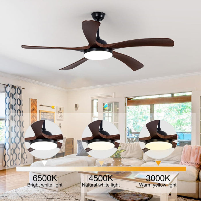 60 in. Ceiling Fan with Lights, Modern 5 Blade Ceiling Fan with Low Profile Light, Flush Mount Reversible Quiet Ceiling Fans-3-ErisView