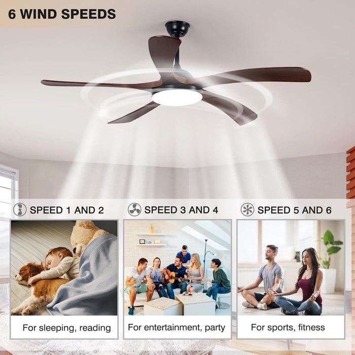 60 in. Ceiling Fan with Lights, Modern 5 Blade Ceiling Fan with Low Profile Light, Flush Mount Reversible Quiet Ceiling Fans-4-ErisView