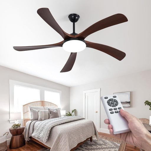 60 in. Ceiling Fan with Lights, Modern 5 Blade Ceiling Fan with Low Profile Light, Flush Mount Reversible Quiet Ceiling Fans-1-ErisView