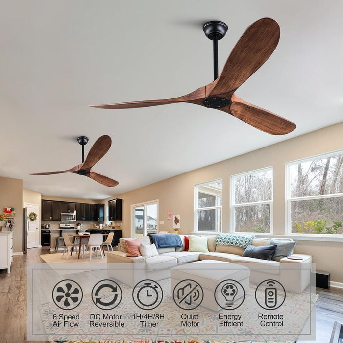 60 in. Ceiling Fan with Remote Control, Ceiling Fans without Lights, Energy Saving Ceiling Fans for Indoor Outdoor Bedroom Study Patio Courtyard-3-ErisView