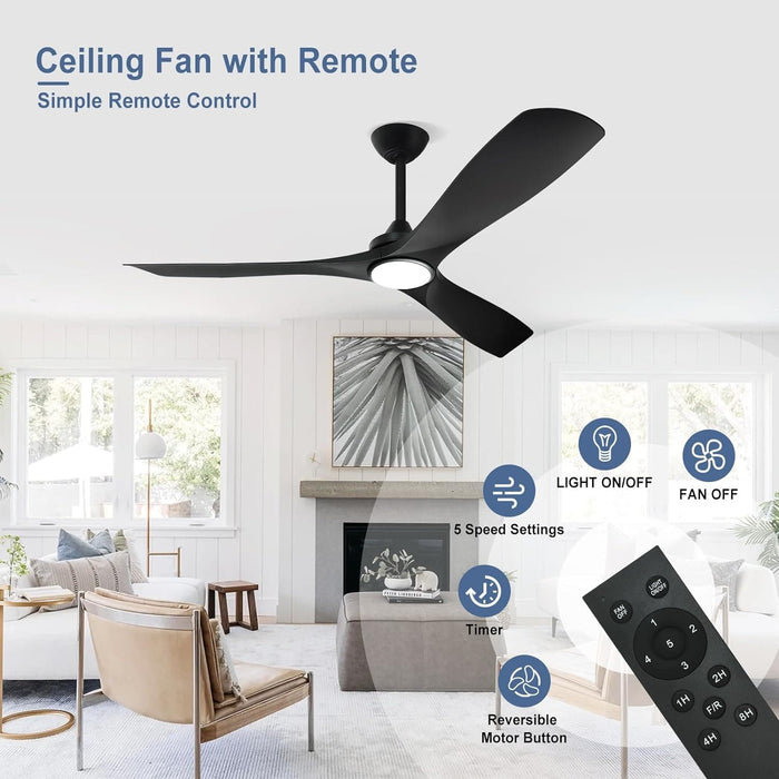 60 in. Ceiling Fan with Remote Control, White and Gold Ceiling Fans without Lights, Indoor Outdoor Reversible Quiet Ceiling Fans for Bedroom Living Room-13-ErisView