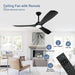 60 in. Ceiling Fan with Remote Control, White and Gold Ceiling Fans without Lights, Indoor Outdoor Reversible Quiet Ceiling Fans for Bedroom Living Room-13-ErisView