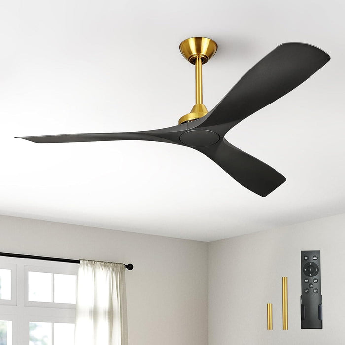 60 in. Ceiling Fan with Remote Control, White and Gold Ceiling Fans without Lights, Indoor Outdoor Reversible Quiet Ceiling Fans for Bedroom Living Room-29-ErisView