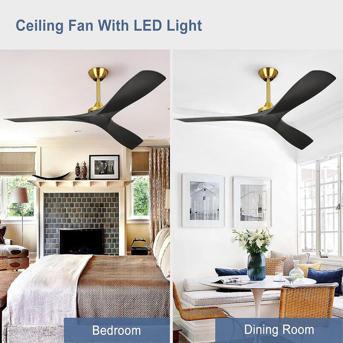 60 in. Ceiling Fan with Remote Control, White and Gold Ceiling Fans without Lights, Indoor Outdoor Reversible Quiet Ceiling Fans for Bedroom Living Room-32-ErisView