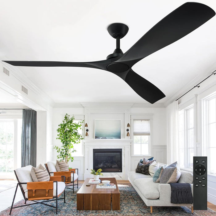 60 in. Ceiling Fan with Remote Control, White and Gold Ceiling Fans without Lights, Indoor Outdoor Reversible Quiet Ceiling Fans for Bedroom Living Room-50-ErisView