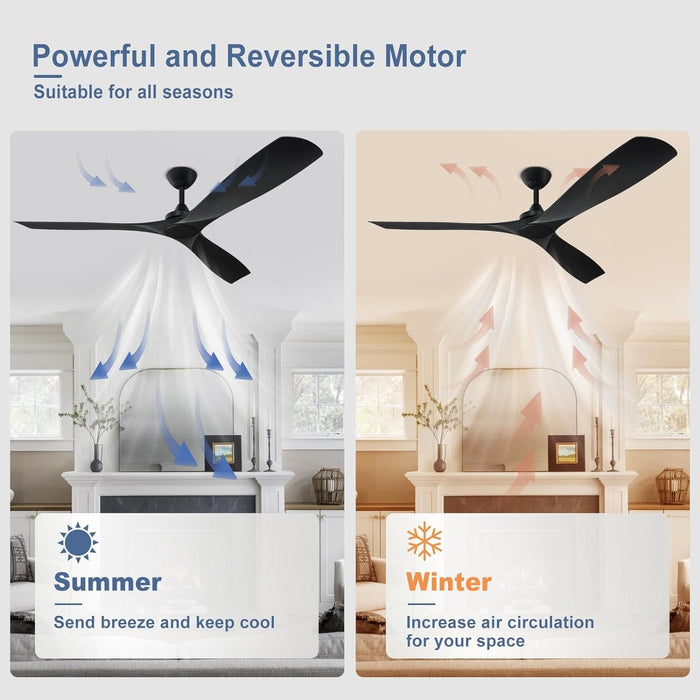 60 in. Ceiling Fan with Remote Control, White and Gold Ceiling Fans without Lights, Indoor Outdoor Reversible Quiet Ceiling Fans for Bedroom Living Room-51-ErisView