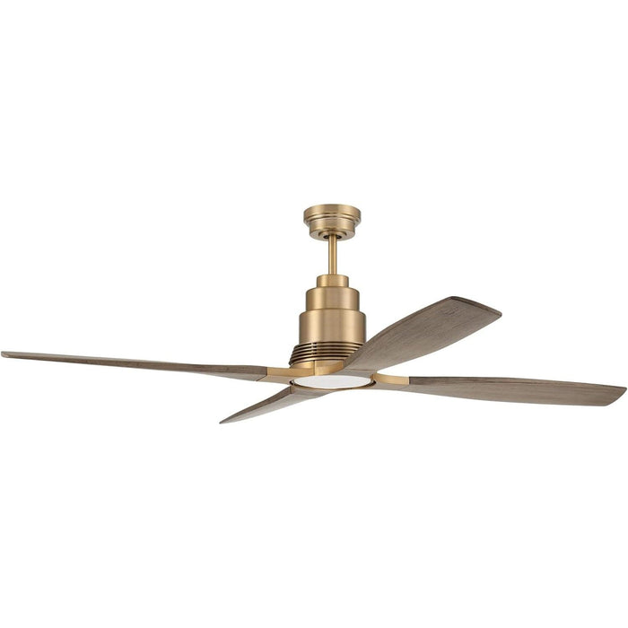 60 in. Indoor Ceiling Fan with LED Light and Remote, 4 Walnut Blades, Satin Brass Ceiling Fan-1-ErisView