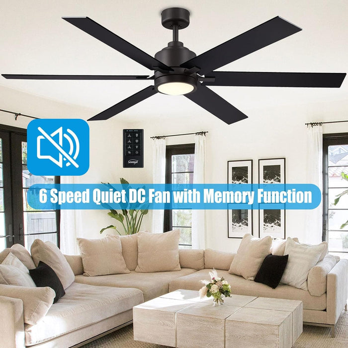 60 in. Large Black Bronze Ceiling Fan with Light and Remote, Farmhouse Industrial Ceiling Fans for Living Room Dining Room Bedroom, Stylish Ceiling Fans-4-ErisView