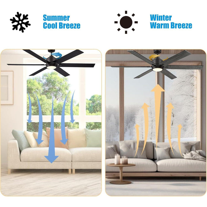 60 in. Large Black Bronze Ceiling Fan with Light and Remote, Farmhouse Industrial Ceiling Fans for Living Room Dining Room Bedroom, Stylish Ceiling Fans-6-ErisView