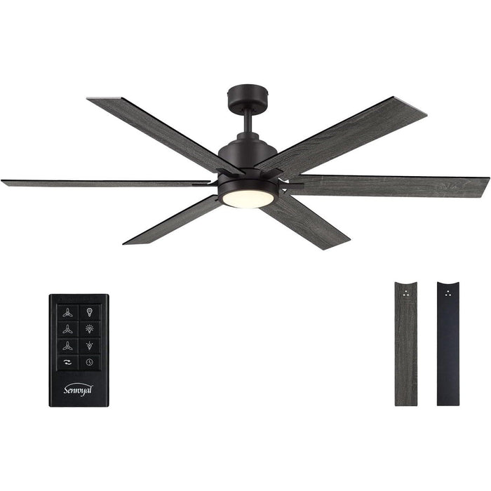 60 in. Large Black Bronze Ceiling Fan with Light and Remote, Farmhouse Industrial Ceiling Fans for Living Room Dining Room Bedroom, Stylish Ceiling Fans-1-ErisView