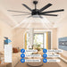 60 in. Large Ceiling Fan Light with Remote Control, Black Noiseless Indoor Reversible Ceiling Fan Winter Summer for Bedroom Living Room Dining Room-2-ErisView