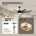 60 in. Large Ceiling Fan Light with Remote Control, Black Noiseless Indoor Reversible Ceiling Fan Winter Summer for Bedroom Living Room Dining Room-4-ErisView