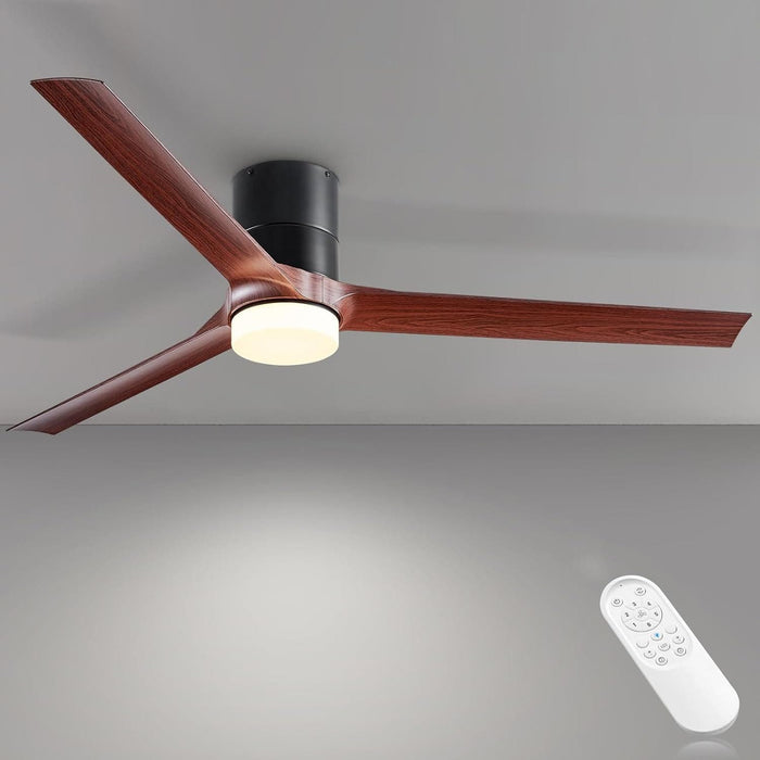 60 in. Modern LED 3 Blade Ceiling Fan for Bedroom Living Room Dining Room Patio Garage Kitchen, Farmhouse Flush Mount Remote Ceiling Fan with Light Control-1-ErisView