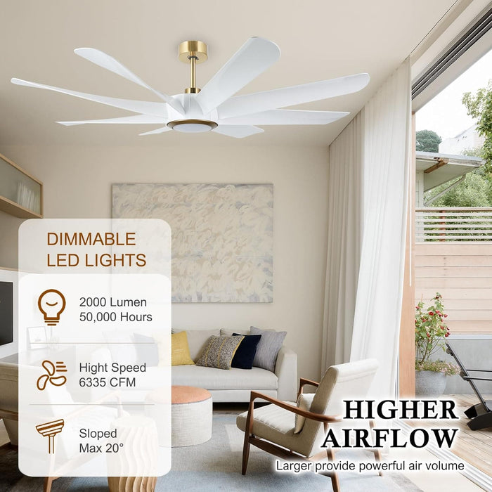 60 in. Modern White Gold Smart Wi-Fi Alexa Ceiling Fan with Light Remote, Indoor Reversible Quiet Ceiling Fans with Light-2-ErisView