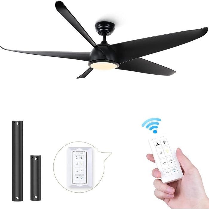 60 in. Traditional Fandelier Flush Mount and Light, Black Ceiling Fan with Remote Control, Dimmable Matte Black Ceiling Fan-1-ErisView