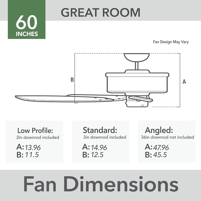 60 in. Walnut Brushed Ceiling Fan and Wall Control, Home Ceiling Fan-2-ErisView