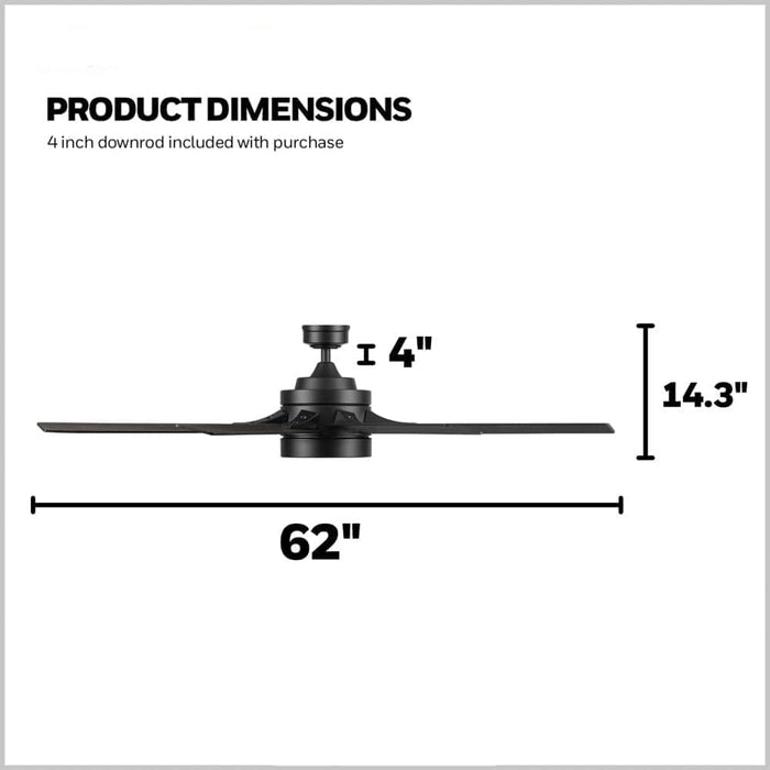 62 in. Black Modern Indoor Ceiling Fan with Lights and Remote, Reversible Ceiling Fan Summer Winter-8-ErisView