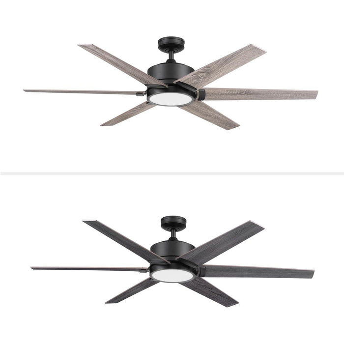 62 in. Matte Black Ceiling Fan with LED Light and Remote Control-10-ErisView