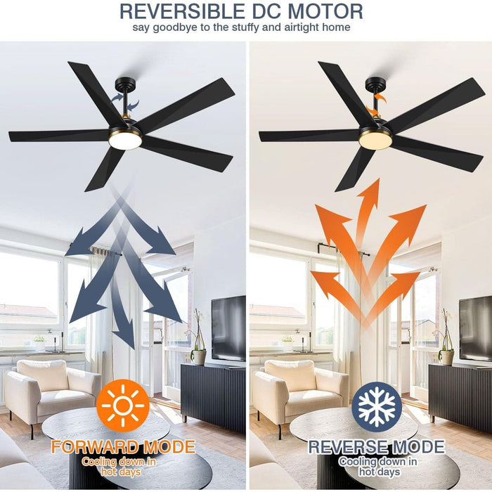 65 in. Black Ceiling Fan with Light and Remote Control, Indoor Outdoor Large Ceiling Fans for Bedroom, Designer Fans, Patio Porch Ceiling Fans-3-ErisView