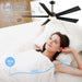 65 in. Black Ceiling Fan with Light and Remote Control, Indoor Outdoor Large Ceiling Fans for Bedroom, Designer Fans, Patio Porch Ceiling Fans-4-ErisView