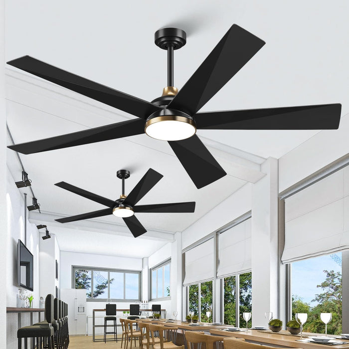 65 in. Black Ceiling Fan with Light and Remote Control, Indoor Outdoor Large Ceiling Fans for Bedroom, Designer Fans, Patio Porch Ceiling Fans-5-ErisView