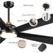 65 in. Black Ceiling Fan with Light and Remote Control, Indoor Outdoor Large Ceiling Fans for Bedroom, Designer Fans, Patio Porch Ceiling Fans-6-ErisView