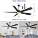 65 in. Black Ceiling Fan with Light and Remote Control, Indoor Outdoor Large Ceiling Fans for Bedroom, Designer Fans, Patio Porch Ceiling Fans-7-ErisView