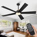 65 in. Black Ceiling Fan with Light and Remote Control, Indoor Outdoor Large Ceiling Fans for Bedroom, Designer Fans, Patio Porch Ceiling Fans-1-ErisView