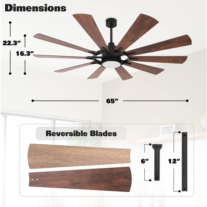 65 in. Large Remote Ceiling Fan with Light, Indoor Outdoor Farmhouse Reversible Fan in Winter Summer for Living Room Basement Sunroom Porch Patio-7-ErisView