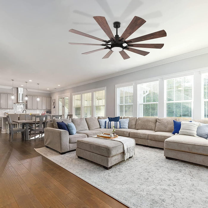 65 in. Large Remote Ceiling Fan with Light, Indoor Outdoor Farmhouse Reversible Fan in Winter Summer for Living Room Basement Sunroom Porch Patio-9-ErisView