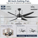 66 in. Outdoor Fans with Lights and Remote Control, Large Black Outdoor Ceiling Fan for Patio Porch Garage, Warehouse Ceiling Fans-6-ErisView