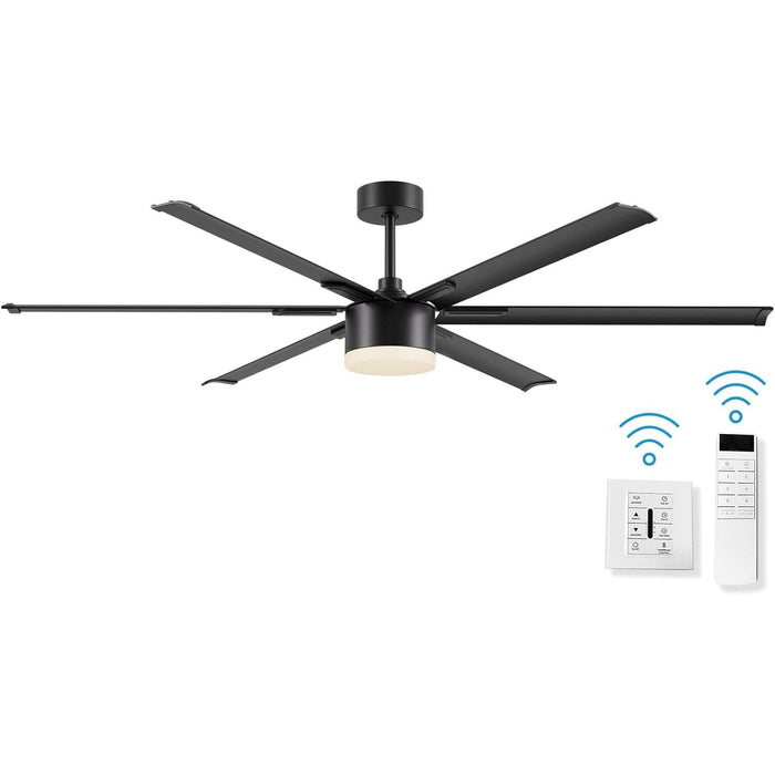 72 in. Black Ceiling Fans with Lights Remote Control Wall Switch, Reversible Modern Industrial Ceiling Fans for Indoor Outdoor Use-2-ErisView