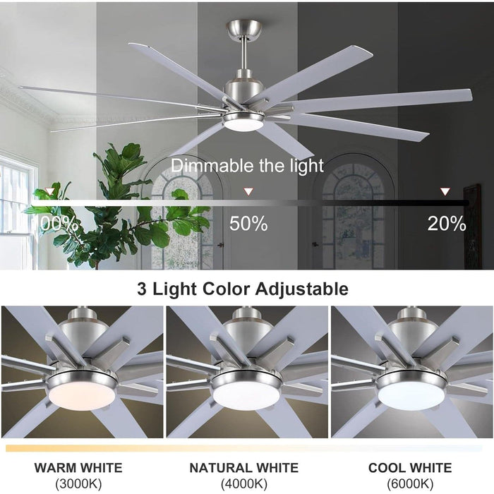 72 in. Brushed Nickel Ceiling Fan, Large Remote Control Ceiling Fan with Light, Industrial Ceiling Fans for Living Room Office, Covered Ceiling Fan -3-ErisView