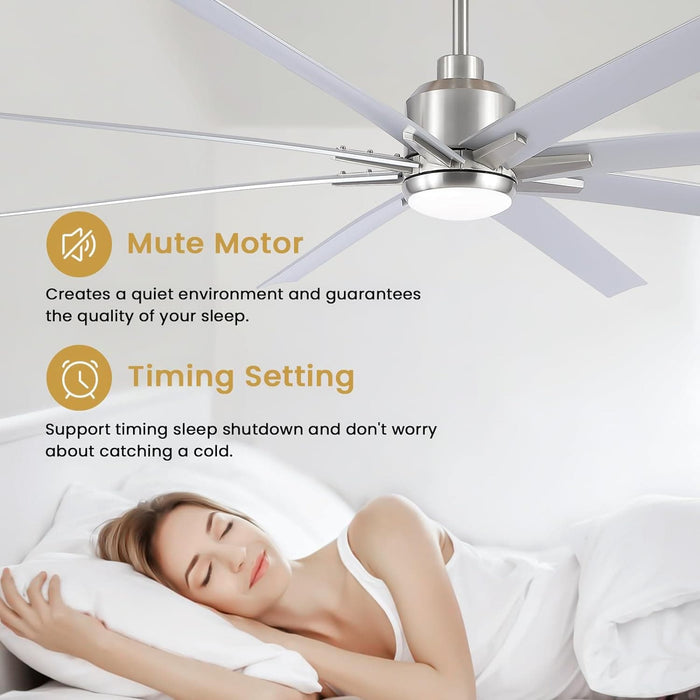 72 in. Brushed Nickel Ceiling Fan, Large Remote Control Ceiling Fan with Light, Industrial Ceiling Fans for Living Room Office, Covered Ceiling Fan -5-ErisView