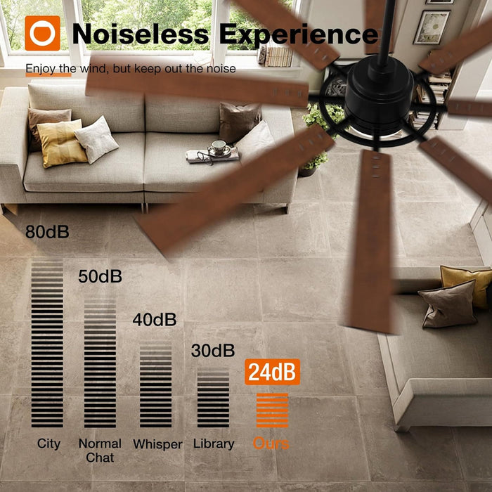 72 in. Huge Black Ceiling Fan with Remote Control, Farmhouse Reversible Dimmable Noiseless Ceiling Fan for Bedroom Living Room Dining Room-5-ErisView