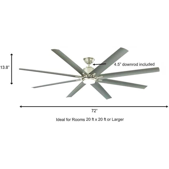 72 in. Large Ceiling Fans, LED Indoor Outdoor Ceiling Fans, Brushed Nickel Ceiling Fan, Cathedral Ceiling Fan-4-ErisView