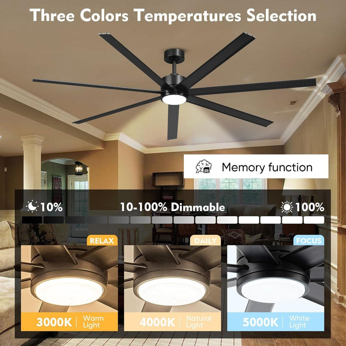 72 in. Large Outdoor Ceiling Fans, Waterproof Fan for Patio, Black Industrial Ceiling Fans with Lights, Large Wet Rated Ceiling Fans, Porch Ceiling Fans-3-ErisView