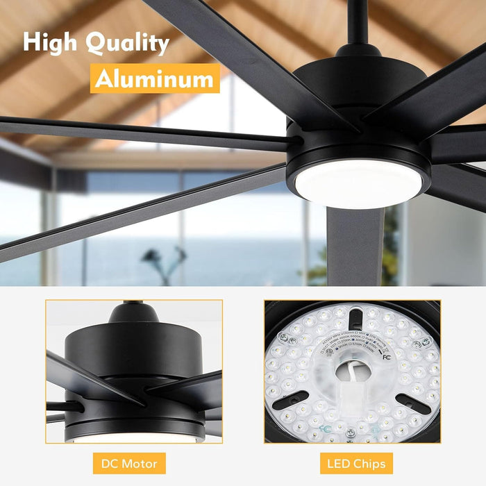 72 in. Large Outdoor Ceiling Fans, Waterproof Fan for Patio, Black Industrial Ceiling Fans with Lights, Large Wet Rated Ceiling Fans, Porch Ceiling Fans-6-ErisView