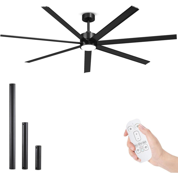 72 in. Large Outdoor Ceiling Fans, Waterproof Fan for Patio, Black Industrial Ceiling Fans with Lights, Large Wet Rated Ceiling Fans, Porch Ceiling Fans-1-ErisView