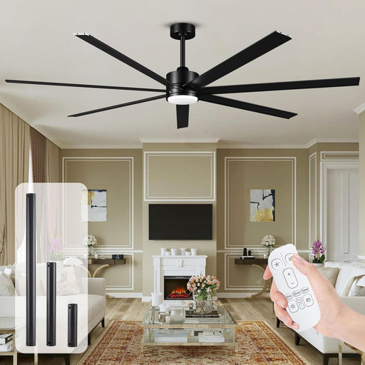 72 in. Large Outdoor Ceiling Fans with Light and Remote, Large Modern Industrial Ceiling Fans, Mini Reversible Ceiling Fan for Patio Porch Shop Garage-1-ErisView