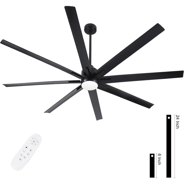 72 in. Large Outdoor Ceiling Fans with Remote and Light, Black Reversible Dimmable Ceiling Fan, Industrial Ceiling Fans for Indoor Outdoor Use.-1-ErisView