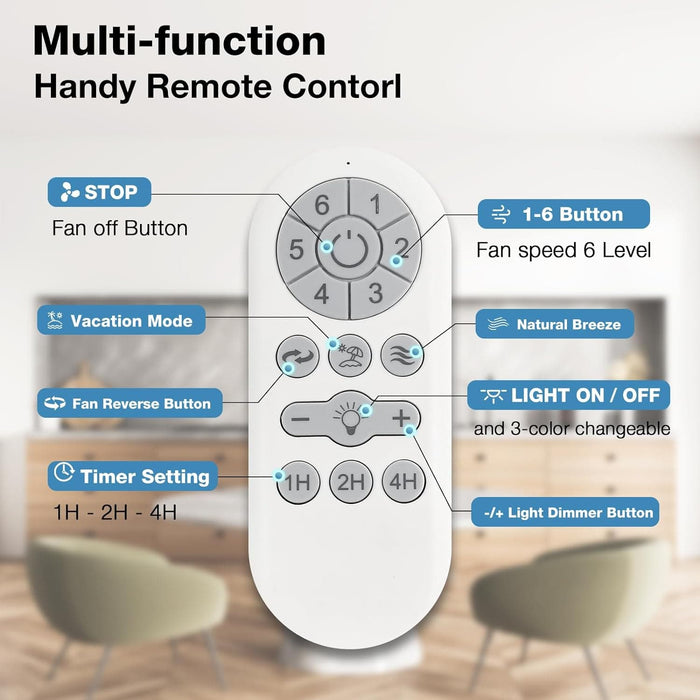 72 in. Large Reversible Ceiling Fan with Frosted Glass, Remote Control Ceiling Fan with Light, Cathedral Ceiling Fan-3-ErisView