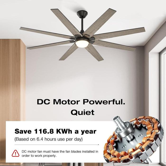 72 in. Large Reversible Ceiling Fan with Frosted Glass, Remote Control Ceiling Fan with Light, Cathedral Ceiling Fan-4-ErisView