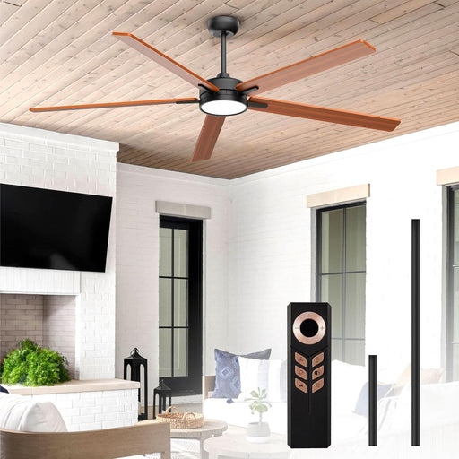 72 in. Large Wood Remote Control Ceiling Fan and Light, Reversible Flush Mount Low Profile Ceiling Fan for Living Room, Outdoor Ceiling Fan for Patio-1-ErisView