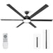 72 in. Modern Remote Control Ceiling Fan and Light, 6 Metal Blade Fan, Reversible Quiet Black Ceiling Fan for Living Room, Garage Ceiling Fan -1-ErisView