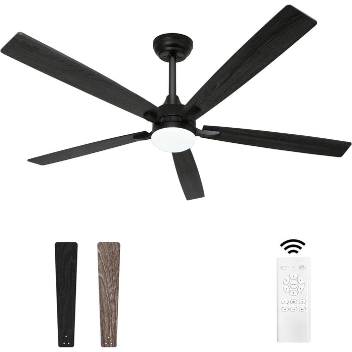 76 in. Black Big Remote Control Ceiling Fan and Light, Indoor Outdoor Ceiling Fan for Living Room Bedroom Patio, Farmhouse Modern Industrial Ceiling Fans-1-ErisView