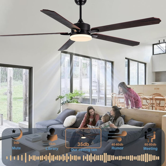 76 in. Large Remote Control Ceiling Fan and Light, Stylish Ceiling Fans, Farmhouse Industrial Ceiling Fan Light for Patio Living Room Bedroom-3-ErisView