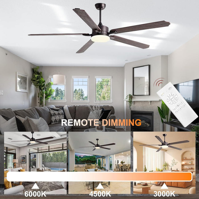 76 in. Large Remote Control Ceiling Fan and Light, Stylish Ceiling Fans, Farmhouse Industrial Ceiling Fan Light for Patio Living Room Bedroom-6-ErisView