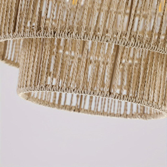 8-Light Bohemian Rattan Woven Pendant Light, 5-Tier Large Round Pendant Light Chandelier-ErisView